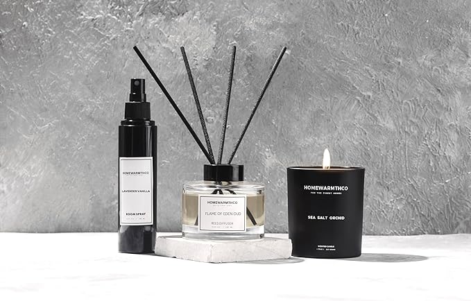 Sea Salt Orchid Reed Diffuser Set - Luxury Fragrance Reed Diffusers for Home, Office & Bathroom Décor -Long Lasting Scent Sticks Diffuser with Non-Toxic Oils (5.63 oz)