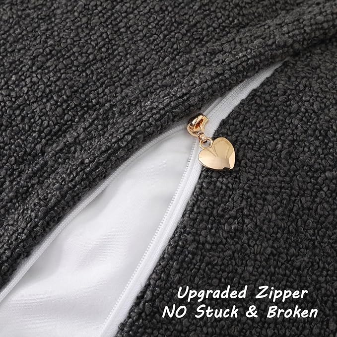 FUTEI Pack of 2 Dark Grey Decorative Throw Pillow Covers 24x24 Inch Soft Cozy Solid Boucle Textured European Cushion Case,Modern Home Decor for Couch Bed Living Room