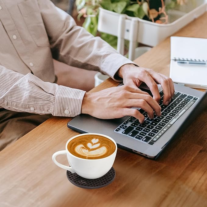 Silicone Coasters Set of 12 with Holder,Coasters for Drinks,Beer,Coffee Coasters,Suitable for Kinds Cups,Hot or Cold,Anti-SLI,Non-Stick,Anti-Overflow Tabletop Protection and Decor (12 Pcs, Coffee)