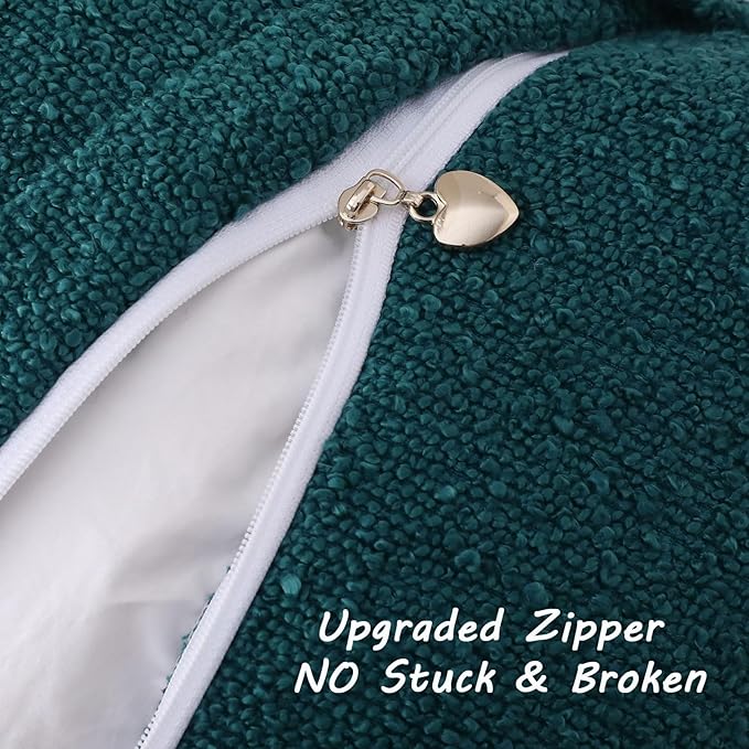 FUTEI Pack of 2 Teal Green Decorative Throw Pillow Covers 22x22 Inch Soft Cozy Solid Boucle Textured Cushion Case,Modern Home Decor for Couch Bed Living Room