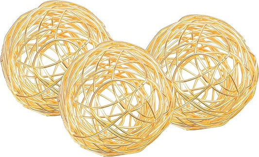 Alpha Living Home Metal Decorative Bowl Set of 3 - Stunning Exquisite Geometric Decorative Ball - Centerpiece Spheres for Elegant Dining, Home, Office, and Special Event Decor Accents (Gold)