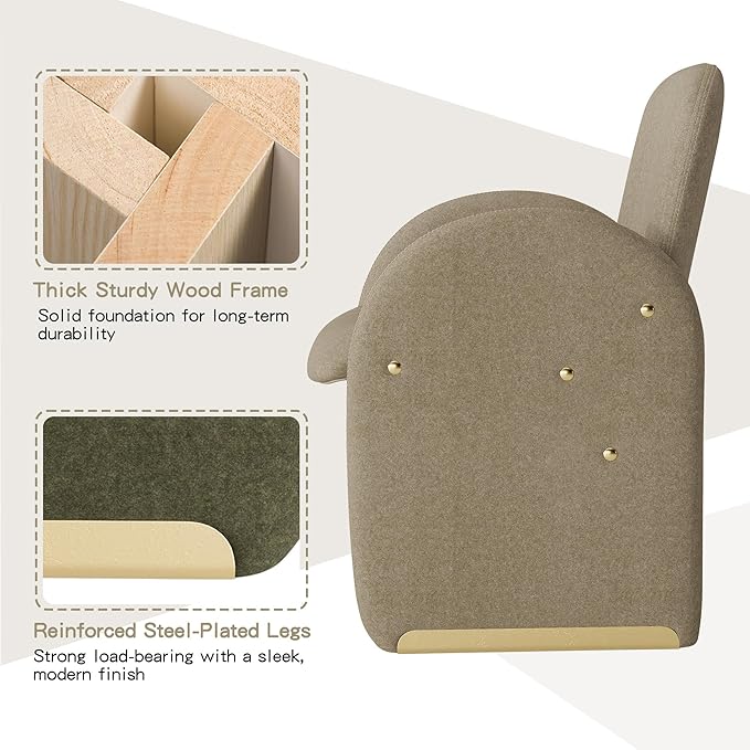 YOUTASTE Oversized Mohair Accent Chair for Living Room & Bedroom, Mid-Century Modern Armchair with Wood Frame & Gold Legs, Comfy Upholstered Single Sofa, Sandy Brown