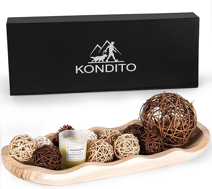 Wavy Edge Wooden Dough Bowl for Decor 16"L Lightweight Paulownia Wood Hand Carved Decorative Wooden Farmhouse Fruit Bowl Handmade, Home Decoration Centerpiece, Table Display Bowl