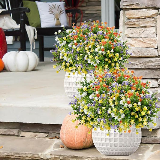 Outdoor Artificial Flowers UV Resistant, 20 Bundles Fake Realistic Floral Greenery Plants for Outside Porch, Window Boxes, Garden, Yard, Inside Home Table Decor, MixColorA