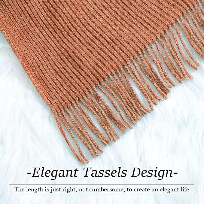 Blagic Knitted Throw Blanket for Couch Soft Farmhouse Boho Throw Blanket with Tassels Home Decorative Lightweight Throw Blankets,Maple Brown Throws for Bed/Chair/Sofa, Stripe Textured,50" W x 60" L
