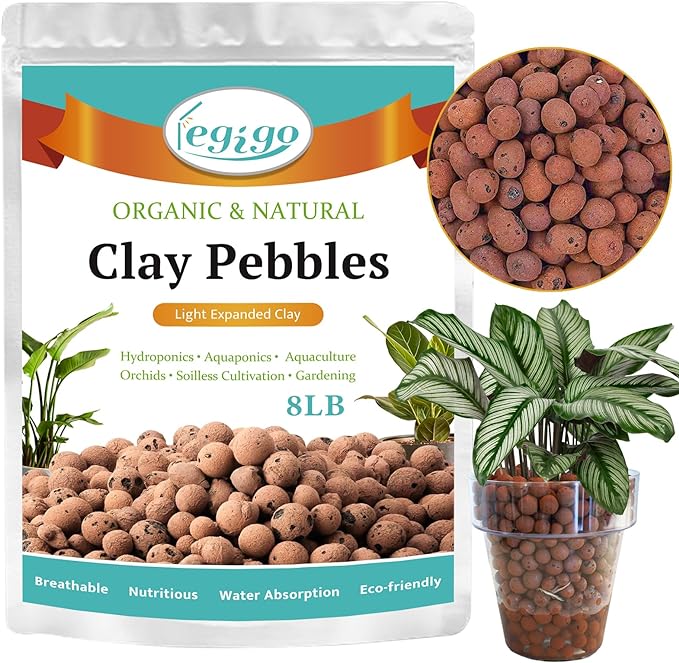 Legigo 8 LB Organic Leca Clay Pebbles for Plants, 4mm-16mm 100% Natural Leca Balls for Indoor Plants, Hydroton Clay Pebbles for Plants Hydroponic Aquaponics Growing Orchid Drainage Terrarium
