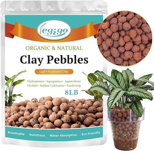 Legigo 8 LB Organic Leca Clay Pebbles for Plants, 4mm-16mm 100% Natural Leca Balls for Indoor Plants, Hydroton Clay Pebbles for Plants Hydroponic Aquaponics Growing Orchid Drainage Terrarium