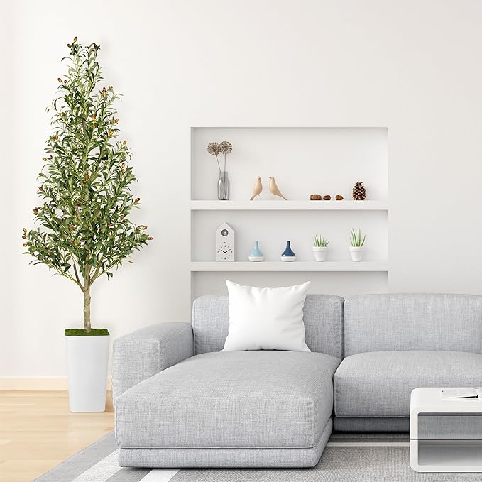 Artificial Olive Tree 6ft with Aesthetic Design Large Tall Fake Plant Faux Silk Floor Plants for Home Living Room Bedroom Office Patio Decor Indoor