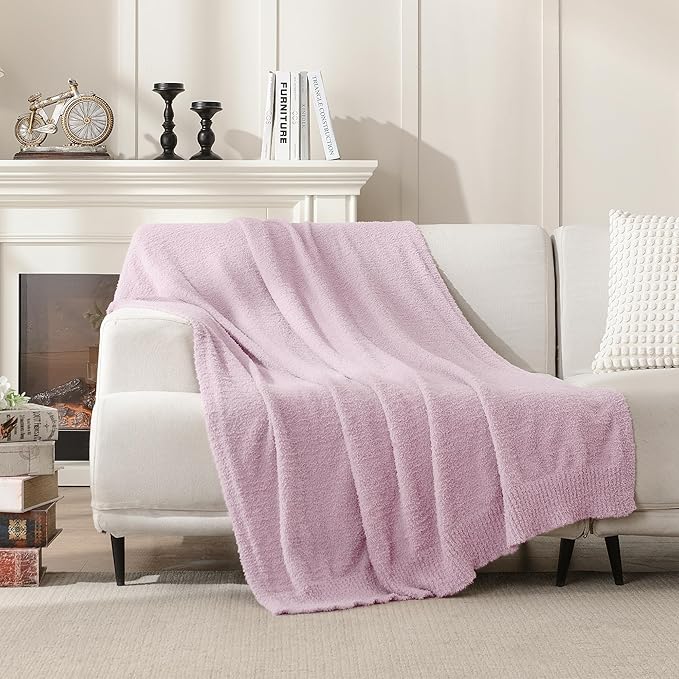 JOOJA Throw Blanket Twin Size for Bed Super Soft Blankets for Couch Comfy Cozy Blanket Knit Fuzzy Plush Fleece Blanket Gift for Women Lightweight Blanket for Living Room Sofa 60 x 80 Inches Lilac
