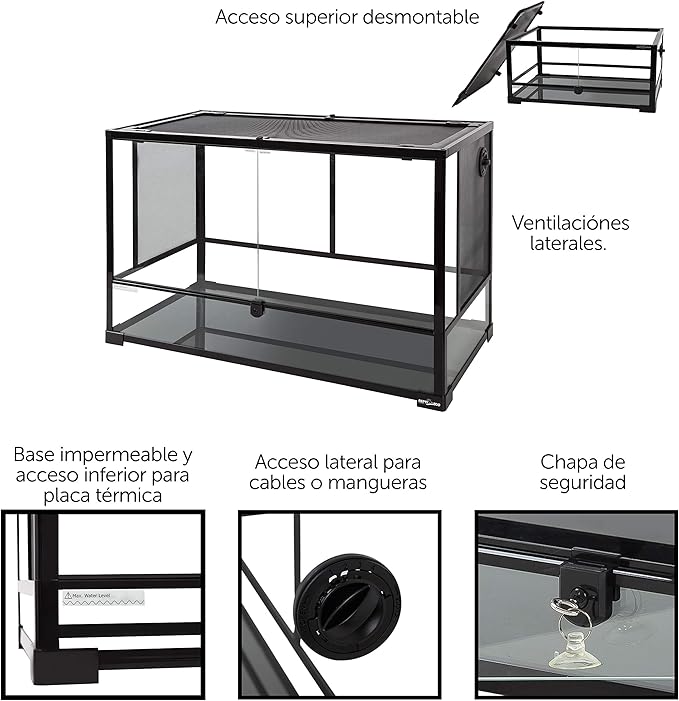 REPTI Zoo 67 Gallon Reptile Glass Terrarium, Double Hinge Door Reptile Tank, Side/TOP Screens Ventilation Reptile Terrarium Reptile Enclosure, 36" x 18" x 24" Gecko Tank (Knock-Down) (RK0120N)