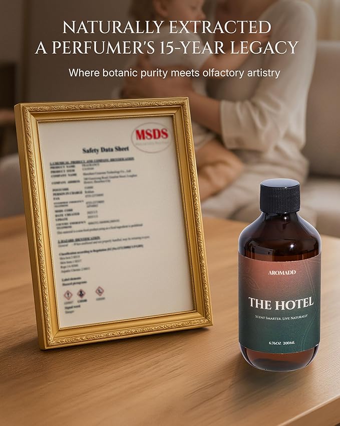 Aromadd Hotel Scents Diffuser Oil The Hotel, Luxury Essential Oils for Waterless Diffuser, Aromatherapy Hotel Diffuser Oil for Home & Office, Long-Lasting Air Freshener - 6.76 fl oz (200 mL)