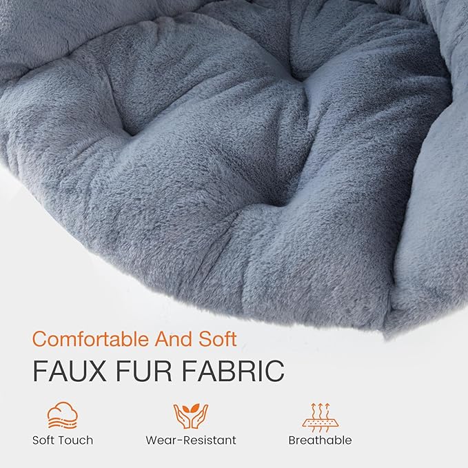 NEWBULIG Comfy Saucer Chairs Soft Lounge Cute Folding Bedroom Living Room Seat Flexible Reading Foldable Seating for Adults Thick Padded Metal Frame Modern for Home Office Gray