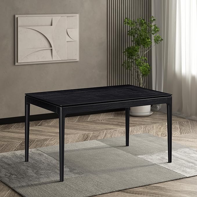 NTC Mingle 55 Inch Modern Design, Rectangular Dinner Table for Dining Room, Living Room Furniture, Effortless Assembly, Burnt Black