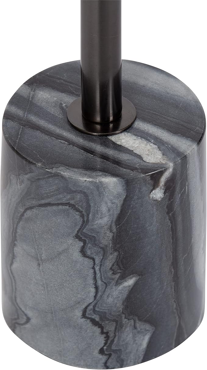 Kate and Laurel Hescott Modern Mirrored Drink Table; 10 x 10 x 24; Gray Marble and Gunmetal; Contemporary Round Accent Table with Premium Marble Base and Mirror Tabletop