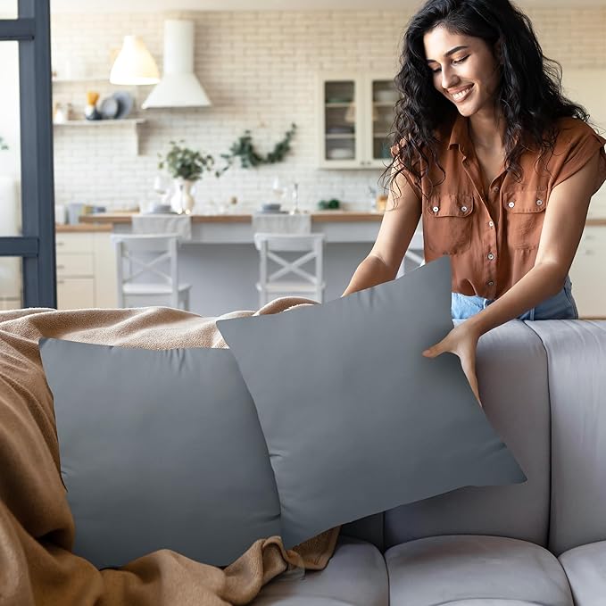 Utopia Bedding Throw Pillows Insert (Pack of 2, Grey) - 22 x 22 Inches Bed and Couch Pillows - Indoor Decorative Pillow