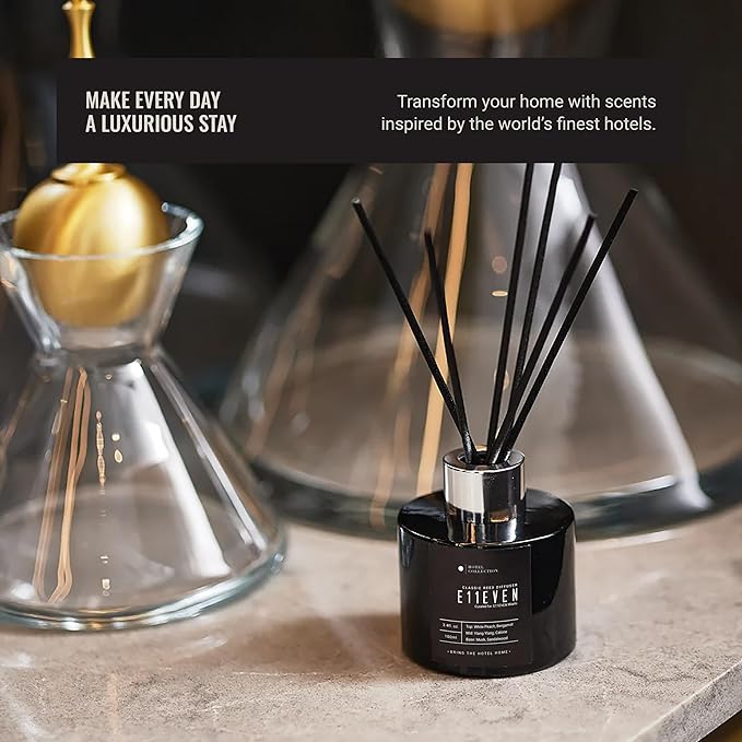 Hotel Collection | Midnight in Paris Reed Diffuser Oil Blend | Luxury Essential Aromatherapy Reed Diffuser | 4 Months Longevity | Sandalwood, Vanilla and Amber | 100mL