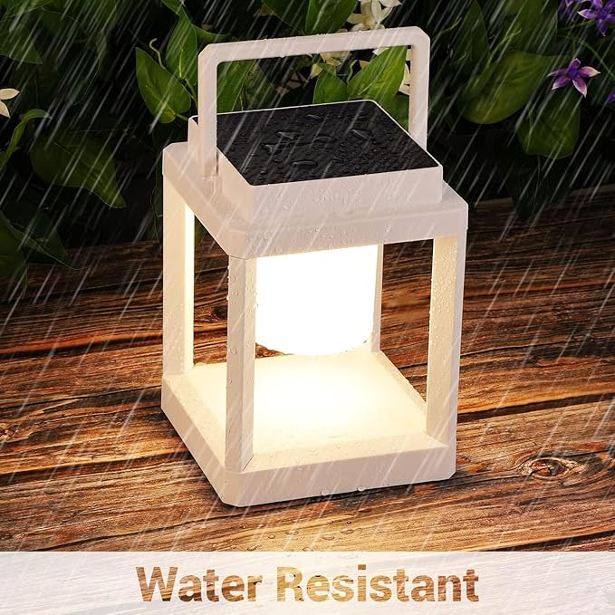 Outdoor Table Lamp, Led Lamps for Nightstand, Solar Lanterns Outdoor Hanging for Patio Waterproof, Cordless Battery Operated Lamp, Rechargeable Solar Lantern for Reading, Decor, Camping