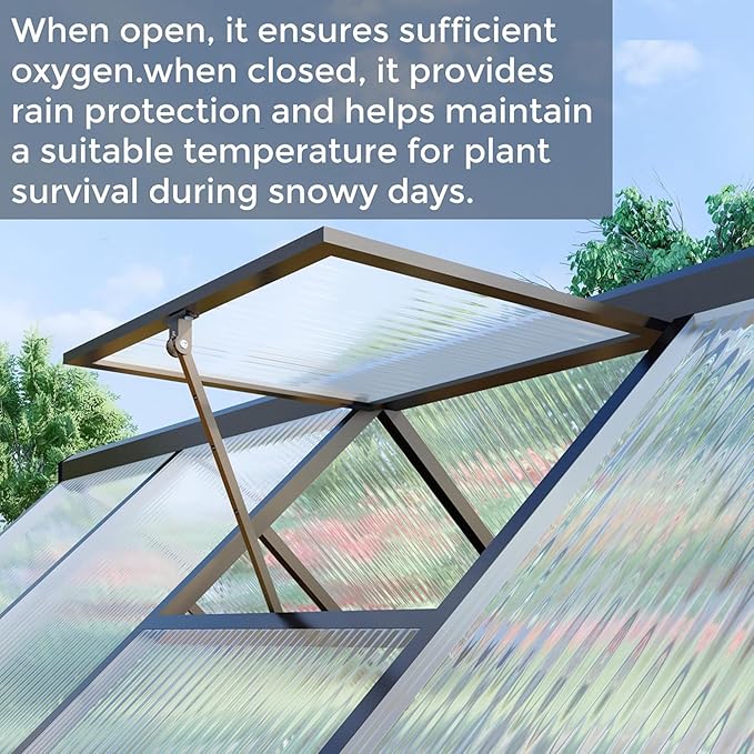 6 x 6 FT Greenhouse for Outside,Aluminum Walk-in Greenhouse,Dark Gray