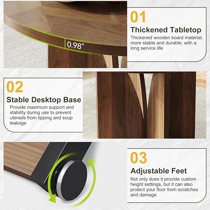 NicBex 39 Inch Round Dining Table for 4, Wooden Small Dinner Table Farmhouse Kitchen Tables with X-Shaped Stable Pedestal for Dining Room, Kitchen, Living Room, Brown