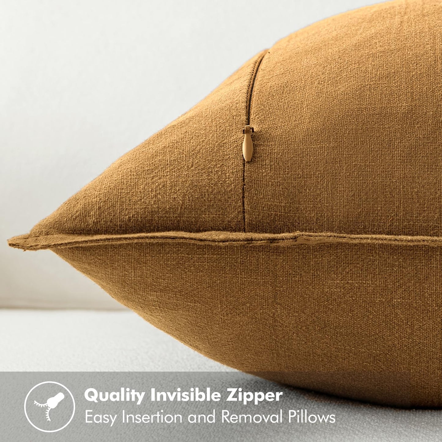 MIULEE Decorative Linen Pillow Covers 20x20 Inch Hazel Boho Farmhouse Neutral Couch Throw Pillows for Bed Pack of 2 Accent Modern Pillowcase Sofa Livingroom Home Decor