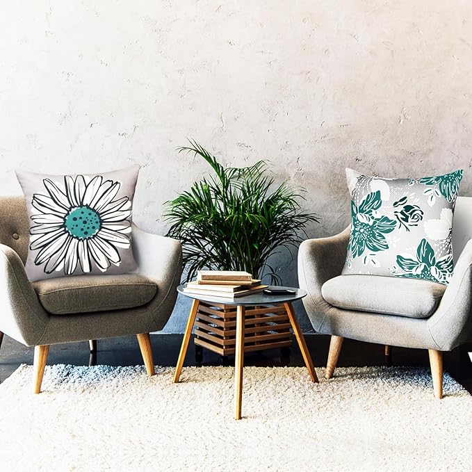 Decorative Throw Pillow Covers Set of 4 Green Pillow Covers 16x16 inch Throw Pillow Cases Linen Square Pillow Case,Modern Farmhouse Outdoor Pillow Covers for Couch Sofa Living Room Bed