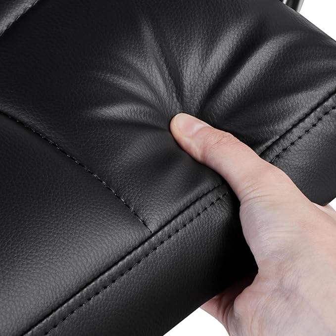 Yaheetech Bar Stools Set of 3, PU Leather Adjustable Barstools with Armrest, Counter Height Stool Chairs with Thickened Seat Cushion for Kitchen Island, Black