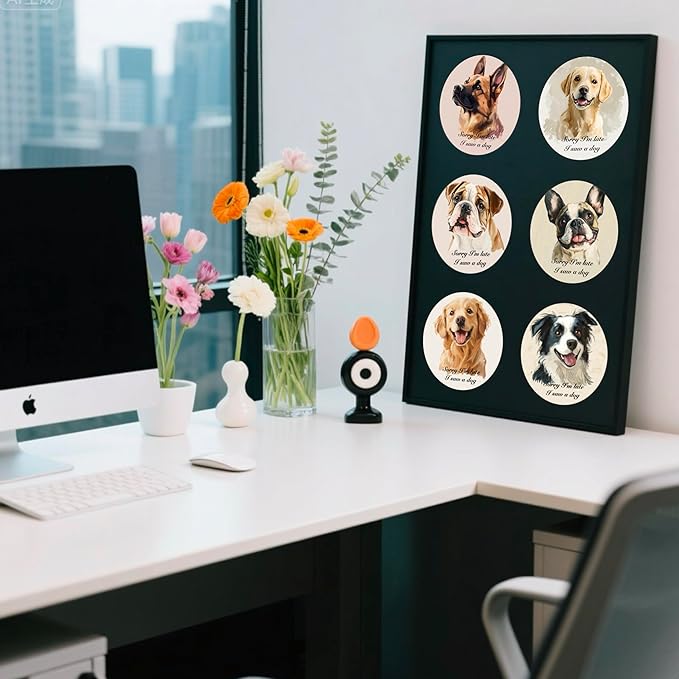 Absorbent Coasters Set of 6 with Holder - Cute Puppy Design Ceramic Coasters for Drinks, Home Decor & Coffee Bar Decor, Gifts for Dog Lovers Pet Owners Housewarming