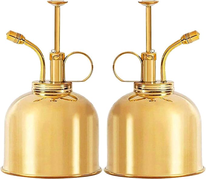 Brass Plant Mister (2 Pack) Indoor Plant Mister, Terrarium Mister, Orchid Spritzer, Succulent, Spray Bottle Mister, Plant Sprayer | A Beautiful and Useful Houseplant Accessory