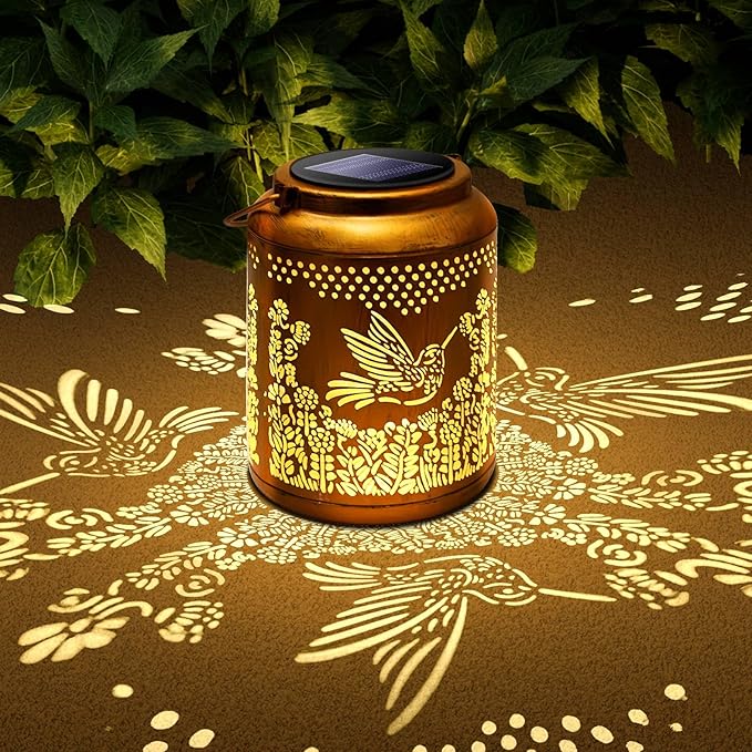 Christmas Gifts for Women, Metal Hummingbird Solar Lanterns, Birthday Gifts for Women Mom Grandma Sister, Outdoor, Waterproof, Hanging Solar Lights Outside, Garden Decor, Decoration for Backyard Patio