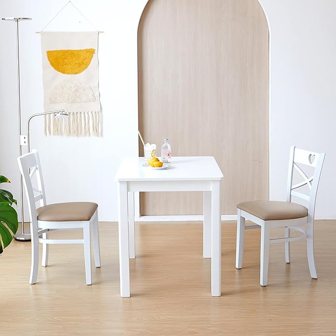 Livinia Cabin 33.5" Wooden Dining Table/Small Rectangular Modern Farmhouse Solid Wood Kitchen Table Desk (White)