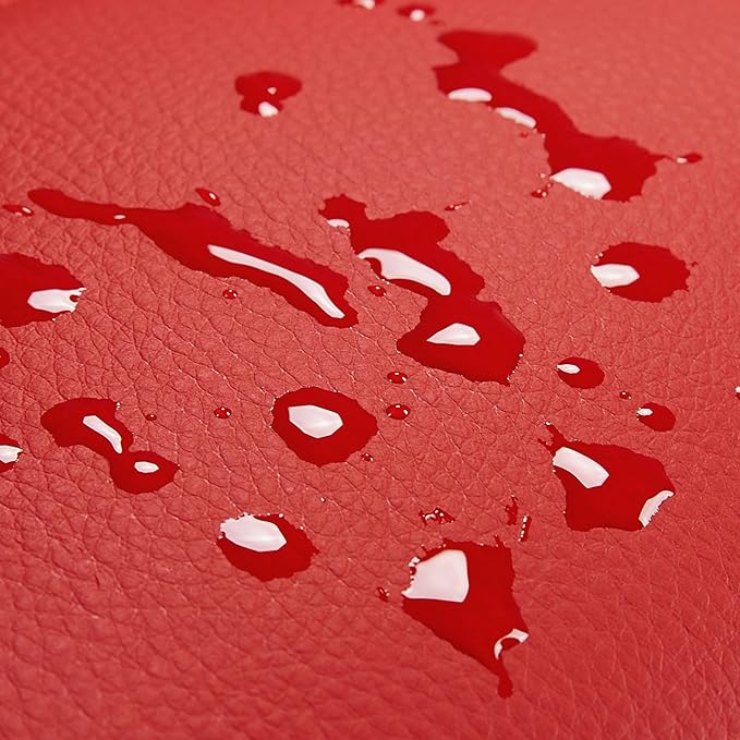 Yaheetech Bart Stools Set of 4, PU Leather Adjustable Barstools with Armrest, Counter Height Stool Chairs with Thickened Seat Cushion for Kitchen Island, Red