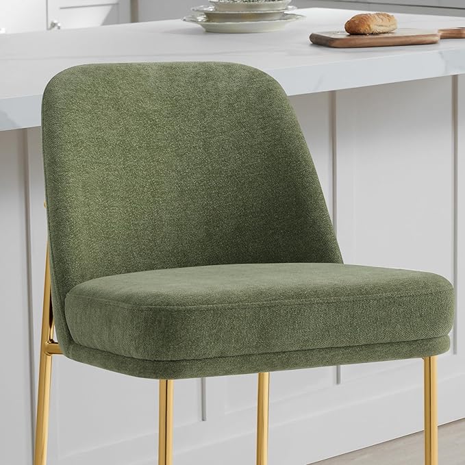 CHITA Counter Height Bar Stools Set of 2, FSC Certified Metal Barstools for Kitchen Island, 27" H Seat Height, Fabric, Green