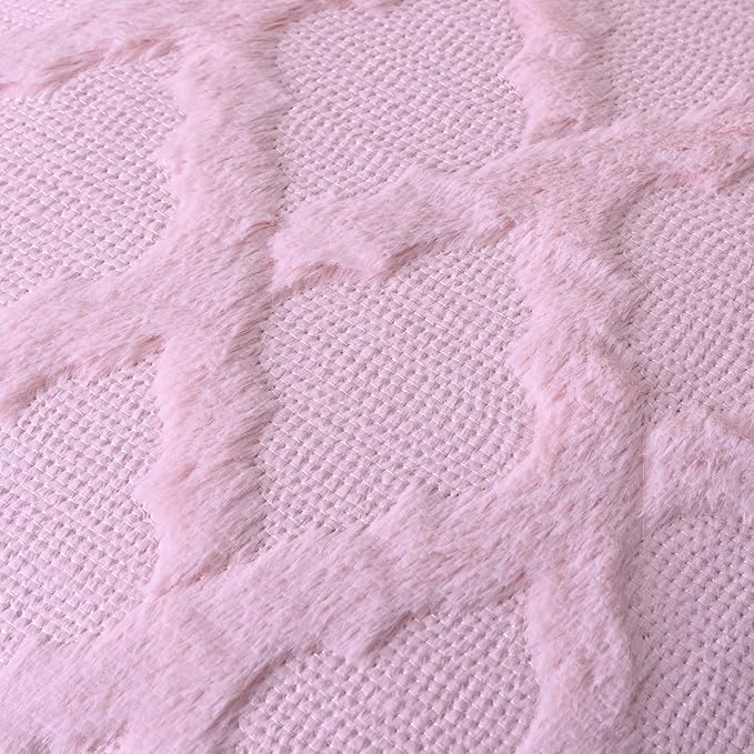 Set of 2 Soft Moroccan Throw Pillow Covers 18x18 Inch Plush Boho Decorative Pillow Cover Accent Cushion Case for Couch Sofa Bed, Light Pink