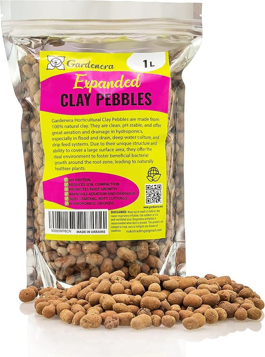 Expanded Clay Pebbles for Plants – 4mm-16mm LECA Balls | 100% Natural Hydroton Clay for Drainage, Hydroponics, Aquaponics, Terrariums, Orchids & Indoor Plant Growing Medium - 1 Quart
