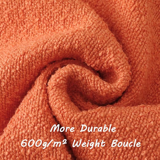 FUTEI Pack of 2 Orange Decorative Throw Pillow Covers 12x20 Inch Soft Cozy Solid Boucle Textured Lumbar Pillow Cases,Modern Home Decor for Couch Bed Living Room