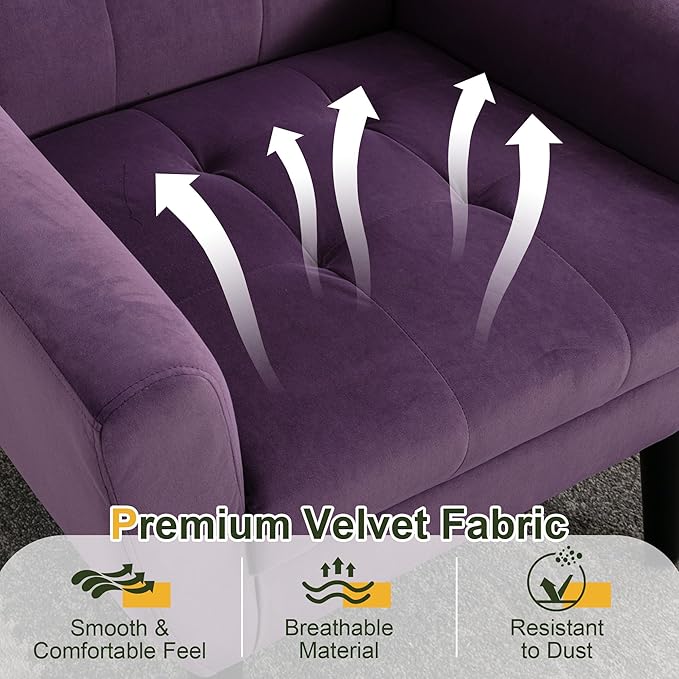 NicBex Accent Chair Set of 2, Modern Chair for Living Room Upholstered Foam Filled Living Room Chairs with Metal Legs Velvet Cozy Lounge Armchair for Living Room Bedroom,Lavender Purple