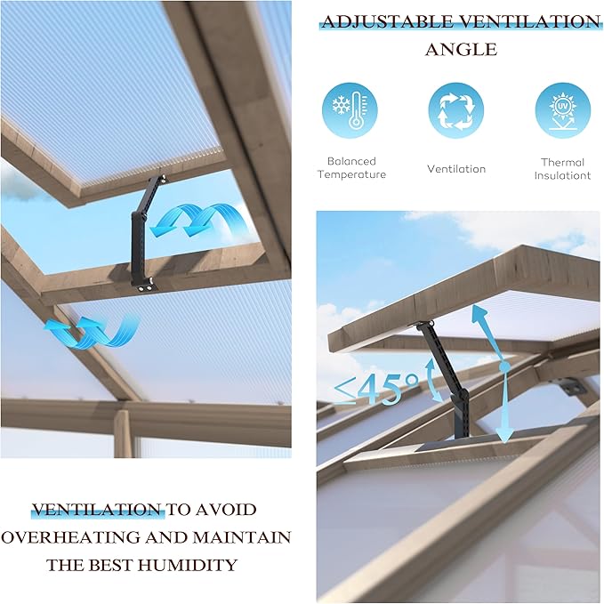 BlueWish 8x16FT Wood Greenhouse, Greenhouses with Cedar Frame, 6MM Thick Polycarbonate Panel, Wooden Green House with Adjustable Vent, Greenhouse for Outdoor, Patio, Garden, Backyard