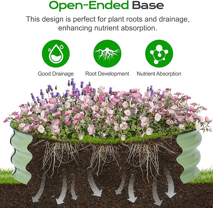 Aoodor 2 Pack 9" Tall 30" Metal Raised Garden Bed, Outdoor Planter Box and Raised Garden Kit for Vegetables, Flowers, Arugula and Herbs, Olive Green