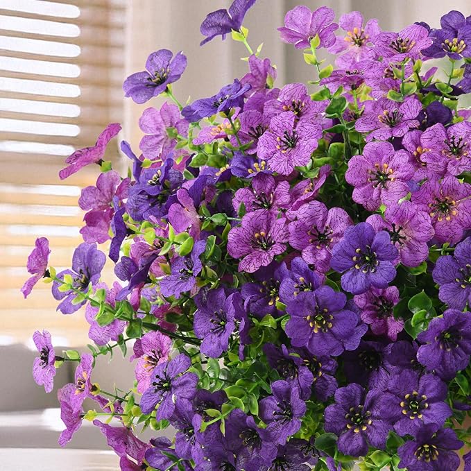 Artificial Flowers Faux Plants Outdoor Fake Flowers Spring Decor,12 Bundles Realistic Plastic Plant Colorful Daisy UV Resistant for Porch Patio Home Yard Garden Window Box Pot Planters