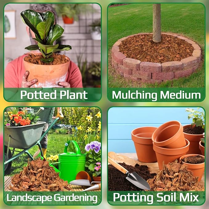 Halatool 6 Pcs Coco Husk Chips for Plants - 6.6 LB 100% Organic Coconut Coir Chips with Low EC and pH Balanced, Compressed Coco Substrate Growing Mulch Medium for Landscaping, Herbs, Plants, Flowers