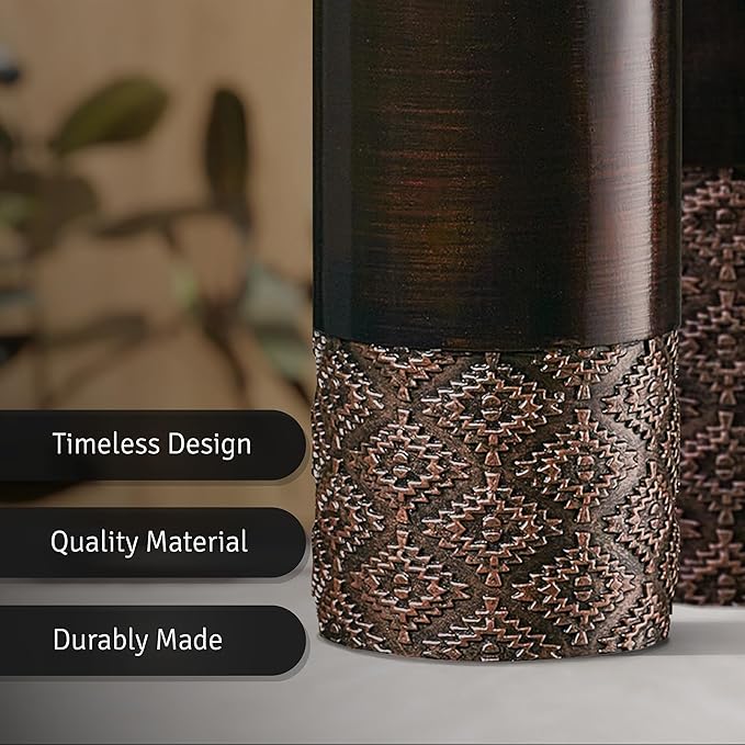 Creative Scents Dublin Brown Vases - Set of 3 Vases - Table Centerpieces for Dining Room, Kitchen Décor, Home Decor for Your Living Room, Dining Room, Bedroom, Office, Entry Table or Shelf Decor