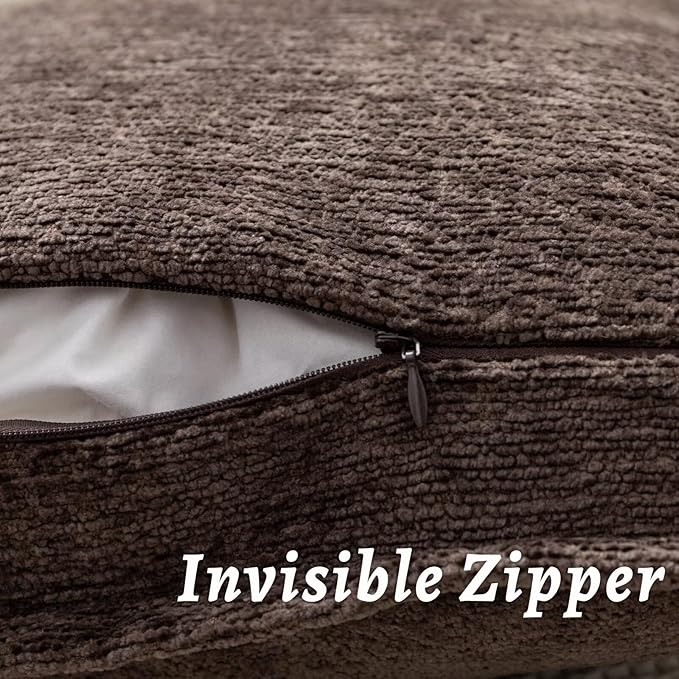 Brown Decorative Throw Pillow Covers 12x20 Inch Set of 2 Cozy Soild Chenille Cushion Cases Soft Textured Lumbar Couch Pillows Cover Boho Accent Farmhouse Pillowcases for Sofa Bed