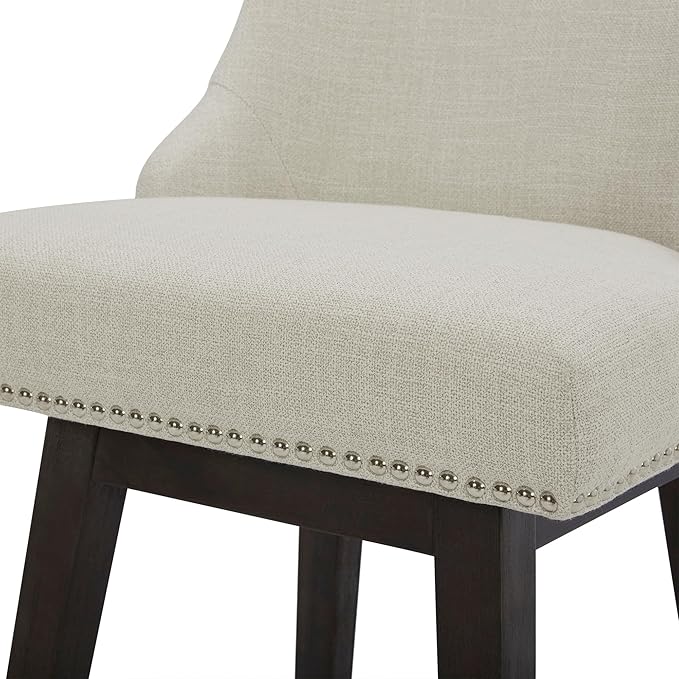 CHITA Counter Height Swivel Bar Stools Set of 2, FSC Certified Upholstered Counter Stools, Modern Swivel Barstools with Wood Legs for Kitchen Island, 26" Seat Height, Fabric in Linen