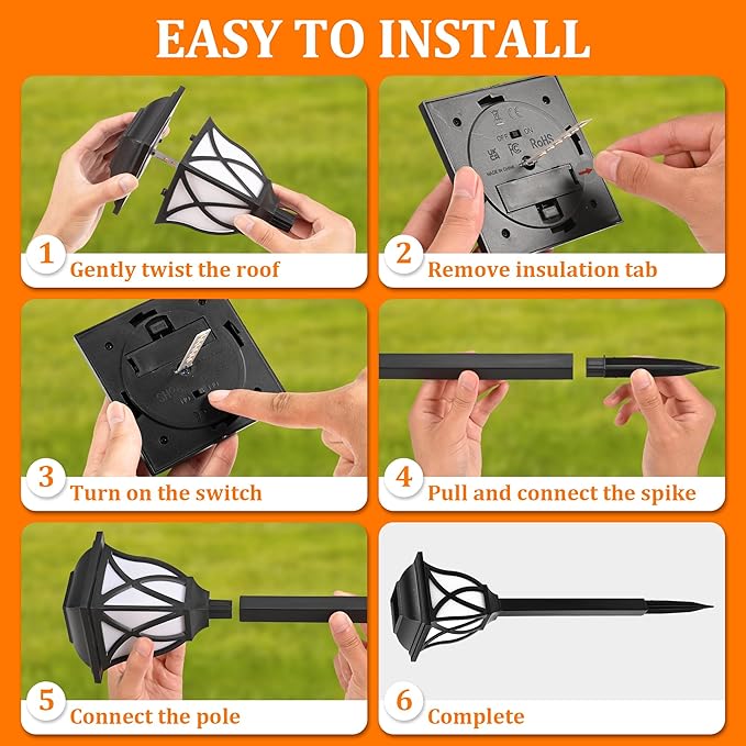 GIGALUMI Solar Lights Outdoor Waterproof, 8 Pack Flickering Flame LED Lights, Garden Decor for Yard, Patio, Landscape, Planter, Walkway