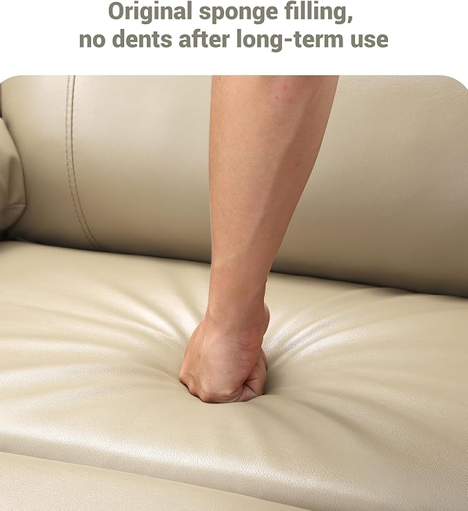 27" Oversized Power Recliner Chair, Faux Leather Rocking Chair with Heat & Massage, 360° Swivel Modern Electric Recliner with Cup Holder ＆ USB Charging for Living Room, Bedroom, Nursery - Beige