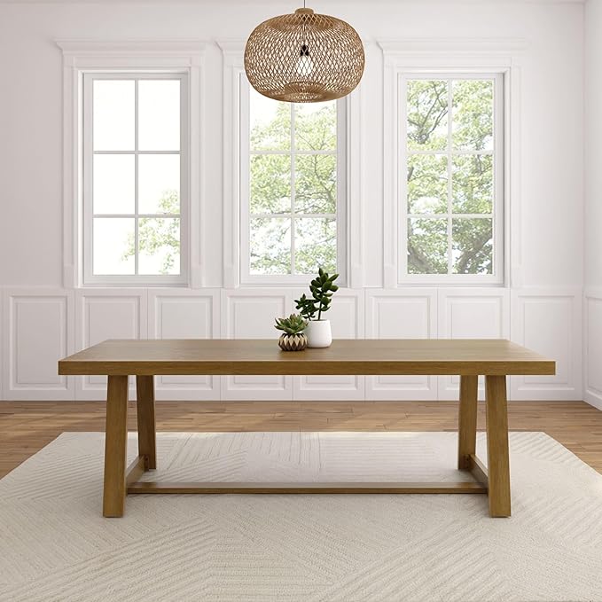 Classic Rectangular Dining Room Table (94in / 2380mm), Pecan Wirebrush