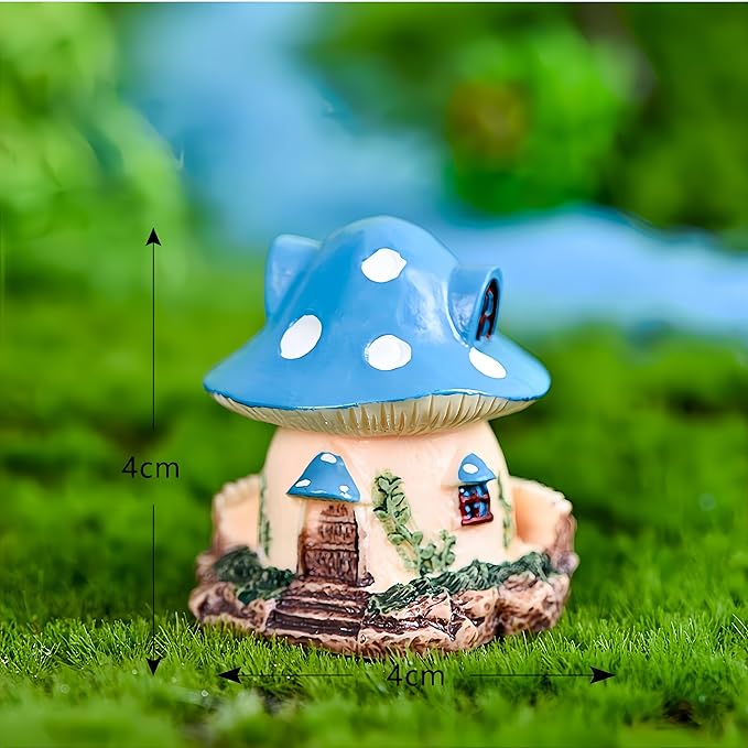 2PCS Mushroom House Decor - Resin Fairy Garden Accessories, Mini Fairy Garden Decor, Mushroom Figurines for DIY Fairy House Accessories.