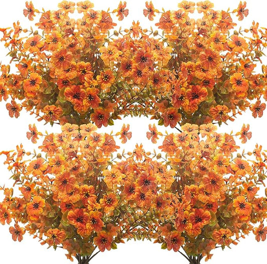 10 Bundles Artificial Fall Flowers Outdoor UV Resistant Fake Flowers
