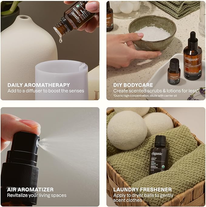 Cliganic Organic Aromatherapy Essential Oils Gift Set (Top 8 - The Iconics), 100% Pure - Peppermint, Lavender, Eucalyptus, Tea Tree, Lemongrass, Rosemary, Frankincense & Orange (Packaging May Vary)