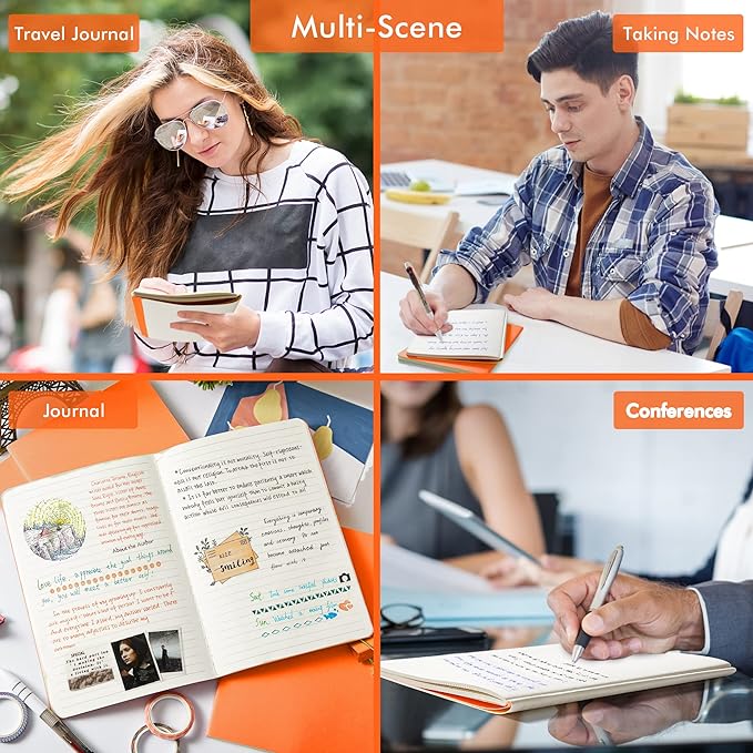 feela 8 Pack Soft Cover Journal Bulk, Notebooks College Ruled for Work, Lined Travel Journal for Women Men, Note Taking Notebook School Supplies Business Writing, 8.2” x 5.5”, A5, Orange